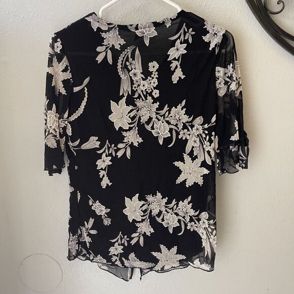 vtg Appointments Petite top womens Black Sheer Floral Rhinestone Size PL - Picture 16 of 16